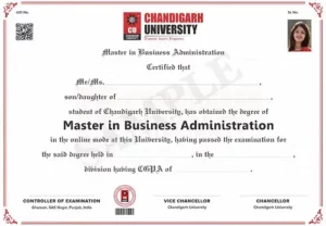 Chandigarh University Online Sample Degree Certificate