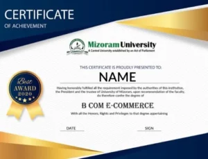 Mizoram University - Sample Degree Certificate