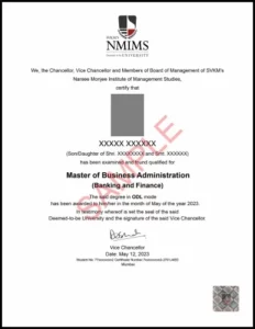 NMIMS Sample Degree Certificate.