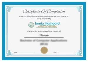 Jamia Hamdard University Sample Certificate