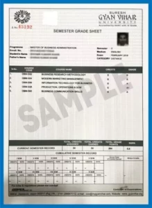 SGVU Sample Degree Certificate