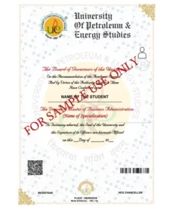 UPES Sample Degree Certificate