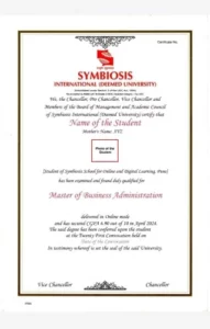 Symbiosis University Sample Degree Certificate
